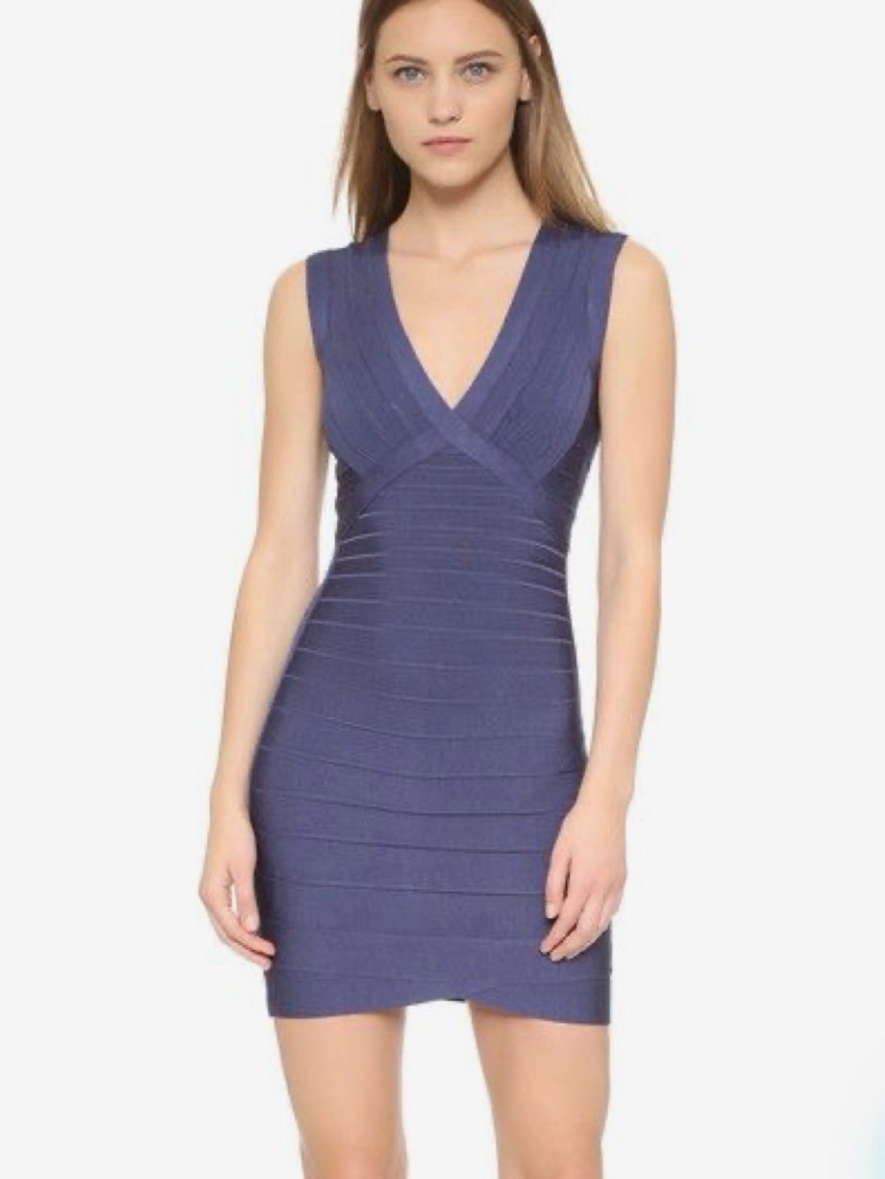 Herve Ledger Paris Periwinkle Purple Mini Fitted Bodycon Dress Size Medium
